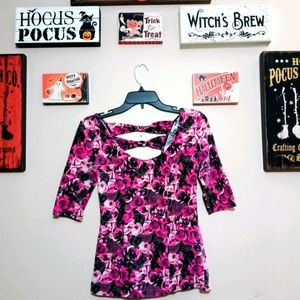 No Boundaries Floral Cutout Top